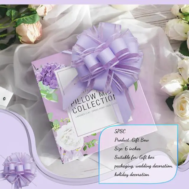 Alt view image 5 of 5 - FQTANJU 5 PCS 6 inches Light Purple Pull Bows, Bow for Gift Wrapping