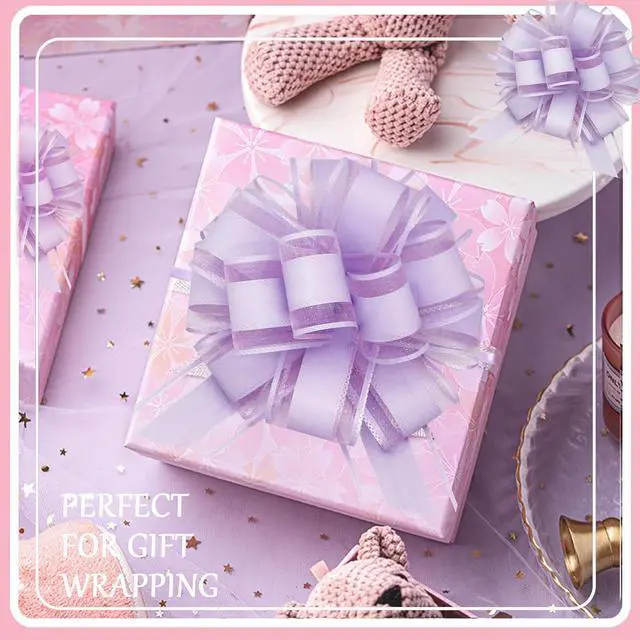 Alt view image 4 of 5 - FQTANJU 5 PCS 6 inches Light Purple Pull Bows, Bow for Gift Wrapping