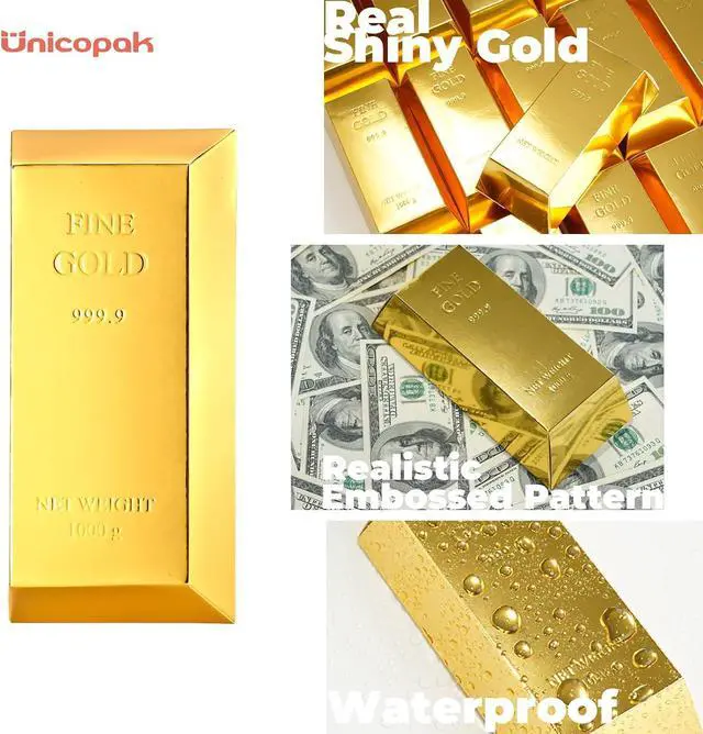 Alt view image 4 of 7 - UnicoPak 10 Pack Gold Bar Party Favor Gift Boxes Treasure Hunt Chocolate Coins Candy Boxes Treat Boxes for Pirate Casino Golden Birthday Money Gifts Themed Party