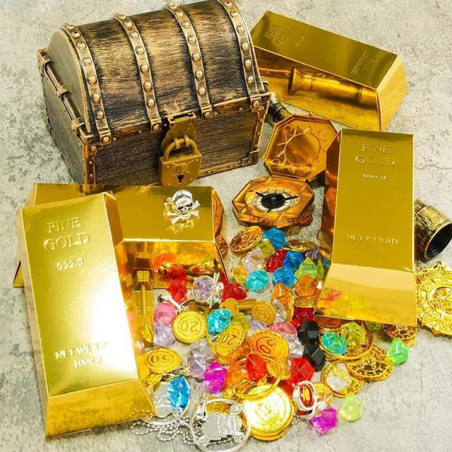 Alt view image 7 of 7 - UnicoPak 10 Pack Gold Bar Party Favor Gift Boxes Treasure Hunt Chocolate Coins Candy Boxes Treat Boxes for Pirate Casino Golden Birthday Money Gifts Themed Party