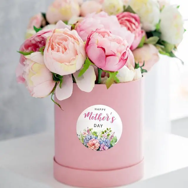 Alt view image 6 of 6 - jijAcraft 60pcs Happy Mother's Day Stickers, 2in Floral Gift Wrap Labels, Pink & Blue Carnations, Paper Material