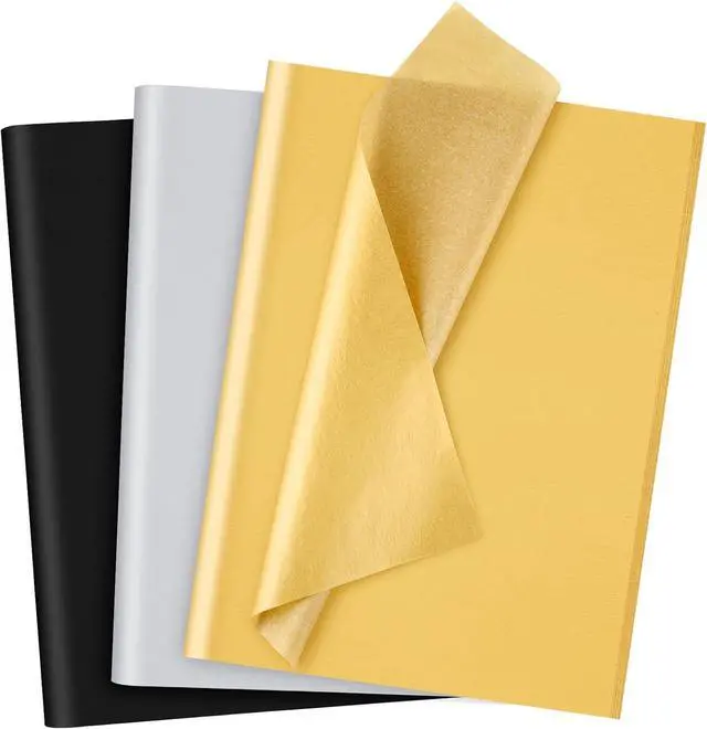 Main image of NEBURORA 60 Sheets Multicolor Tissue Paper Black Gold Silver 3 Colors