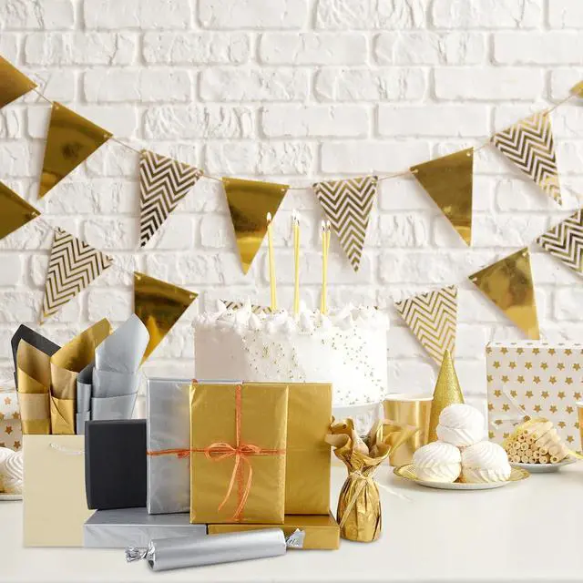 Alt view image 2 of 7 - NEBURORA 60 Sheets Multicolor Tissue Paper Black Gold Silver 3 Colors