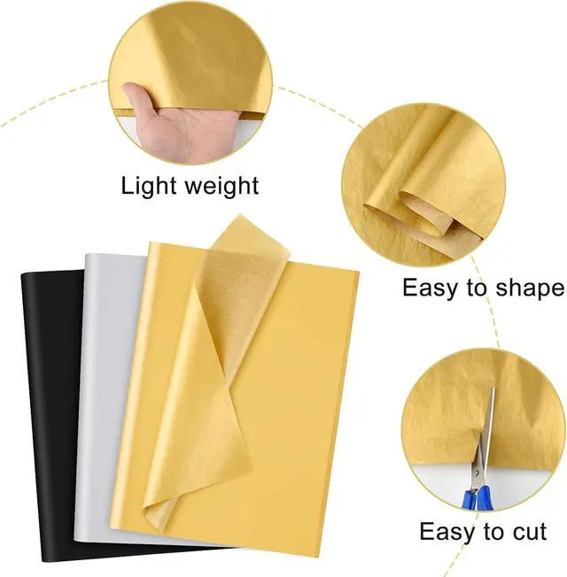 Alt view image 4 of 7 - NEBURORA 60 Sheets Multicolor Tissue Paper Black Gold Silver 3 Colors
