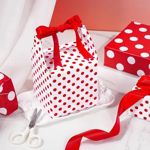 Alt view image 5 of 7 - RUSPEPA Reversible Polka Dot Wrapping Paper, Mini Roll, Red White Large & Small Dots Design, Modern Classic Gift Wrap for Birthday, Holiday, Valentine's Day, Christmas, Party, 17 Inches x 16.4 Feet