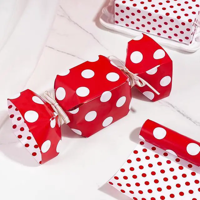 Alt view image 6 of 7 - RUSPEPA Reversible Polka Dot Wrapping Paper, Mini Roll, Red White Large & Small Dots Design, Modern Classic Gift Wrap for Birthday, Holiday, Valentine's Day, Christmas, Party, 17 Inches x 16.4 Feet