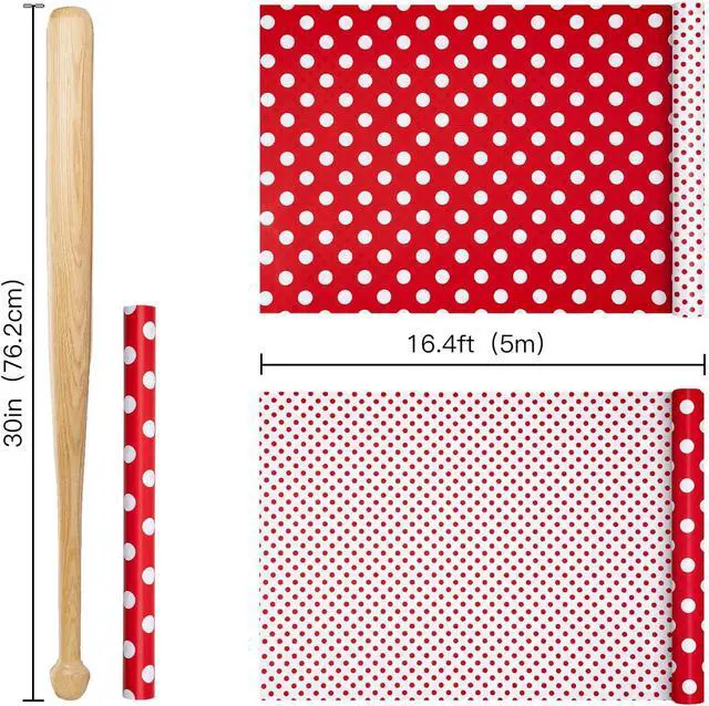 Alt view image 7 of 7 - RUSPEPA Reversible Polka Dot Wrapping Paper, Mini Roll, Red White Large & Small Dots Design, Modern Classic Gift Wrap for Birthday, Holiday, Valentine's Day, Christmas, Party, 17 Inches x 16.4 Feet