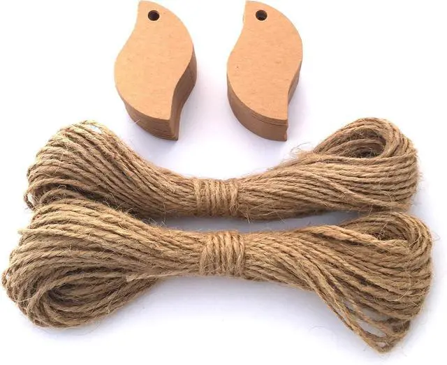 Alt view image 3 of 3 - LWR CRAFTS 100 Hang Tags Leaf with Jute Twines 100ft (1 13/16" x 1 3/16", Kraft)