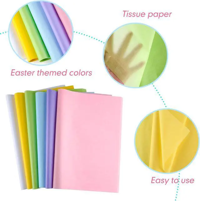 Alt view image 4 of 7 - CHRORINE 60 Sheets Easter Tissue Paper Multicolor Gift Wrapping Paper Art Paper Crafts for DIY Gift Easter Birthday Wedding Holiday Crafts Decor
