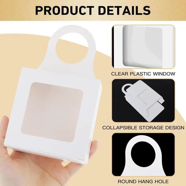 Alt view image 3 of 7 - Paper Wine Bottle Box 10 Pcs with Window and Handles Hanging Foldable Gift