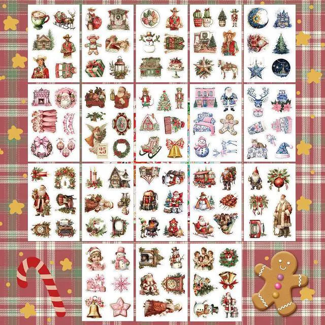 Alt view image 3 of 7 - 108pcs Christmas Stickers for Crafts, Party Favors & Gifts - Christmas Tree Ornaments, Cards, Scrapbooking | Winter Holiday Sticker Sheets (Santa, Snowman, Gift Tags)