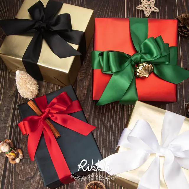 Alt view image 5 of 5 - Ribbli Double Faced Red Satin Ribbon,1 x Continuous 25 Yards,Fabric Ribbon Use for Bows Bouquet,Christmas Gift Wrapping,Floral Arrangement