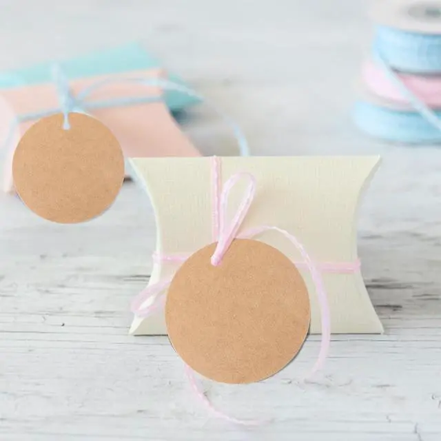 Alt view image 7 of 7 - G2PLUS 100PCS Kraft Paper Gift Tag with String,2.2'' Round Paper Tags Blank Hang Tags Brown Circle Tags with Holes for Craft Projects, Xmas Gift, DIY Wedding Favor Bag