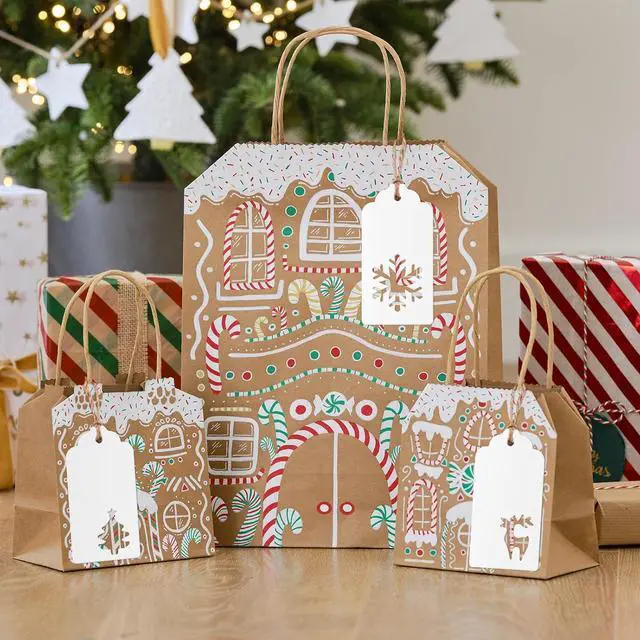 Alt view image 6 of 7 - KINGLAKE Tags - 150 Pcs with String, White Xmas Holiday Blank Paper Gift Tags for Presents, Hollow Christmas Tree Snowflake Reindeer Xmas Labels