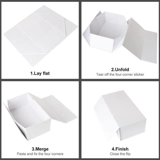 Alt view image 4 of 7 - White Gift Box 10" x 6" x 3", Magnetic Closure Lid Gift Boxes for Presents
