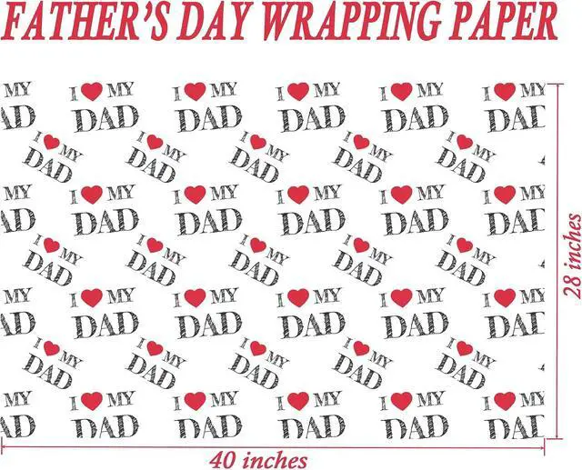 Alt view image 4 of 7 - SaringSwoon Father's Day Wrapping Paper for Men Dad Grandfather - White Gift Wrap With I Love My Dad and Heart Design for Father's Day Birthdays - 28×40 Inches, 4 Folded Jumbo Sheets