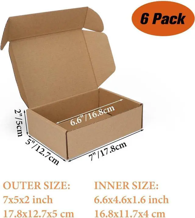 Alt view image 2 of 7 - PHAREGE 6 Pack 7x5x2 inch Small Shipping Boxes, Brown Mailing Boxes