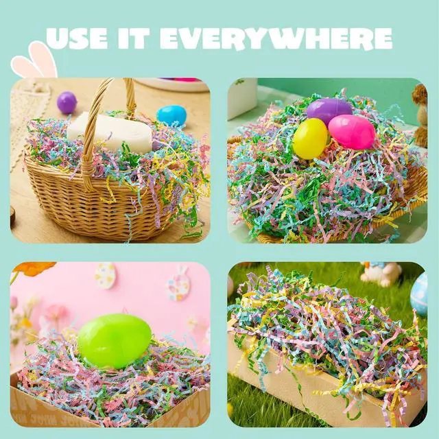 Alt view image 4 of 7 - JOYIN 8 oz Easter Grass Shredded Paper, Recyclable Paper Grass, Shred Raffia Crinkle Cut for Basket Filler Stuffers, Easter Egg Hunt Crafts Decor, Party Favors, Box Bags Gift Wrapping Decoration