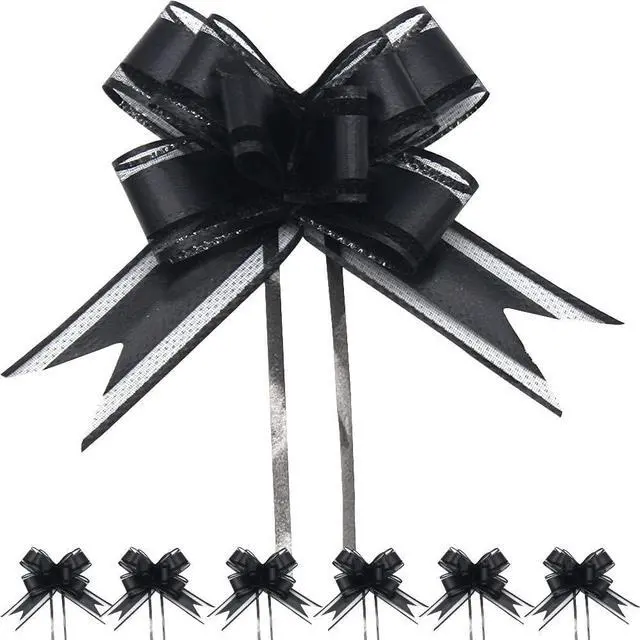 Main image of WDHHNP 30pcs Medium black Pull Bows Decorative Assorted Colors Gift Wrap Ribbon Pull Bows for Christmas Wedding Party Birthday Car Holiday Presents Bags Baskets Bottles Decorations (black)