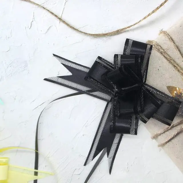 Alt view image 2 of 7 - WDHHNP 30pcs Medium black Pull Bows Decorative Assorted Colors Gift Wrap Ribbon Pull Bows for Christmas Wedding Party Birthday Car Holiday Presents Bags Baskets Bottles Decorations (black)