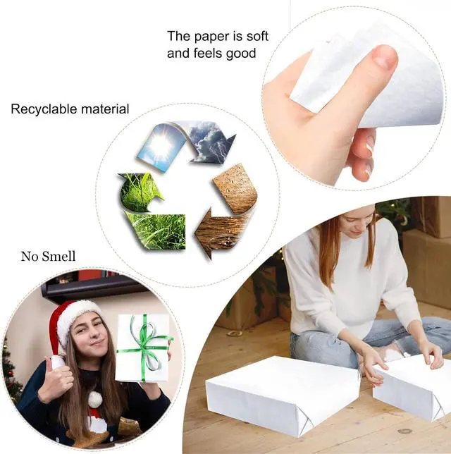 Alt view image 5 of 7 - 100 Sheets White Tissue Paper Artdly 14 x 20 Inches Recyclable White Wrapping Paper Bulk for Weddings Birthday DIY Project Festival Wrapping Crafts Decor