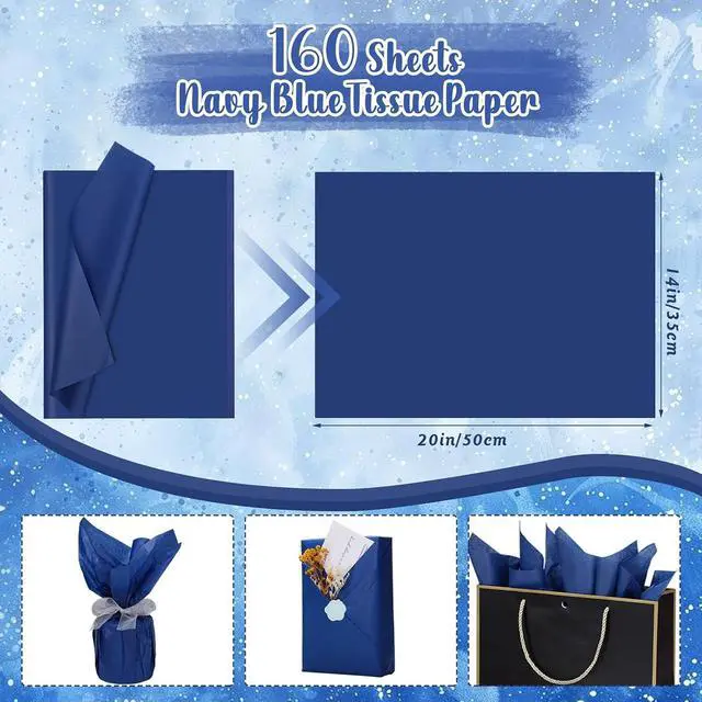 Alt view image 2 of 7 - woric 160 Sheets Navy Tissue Paper for Gift Bags 20 X 14 Inches