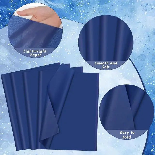 Alt view image 3 of 7 - woric 160 Sheets Navy Tissue Paper for Gift Bags 20 X 14 Inches