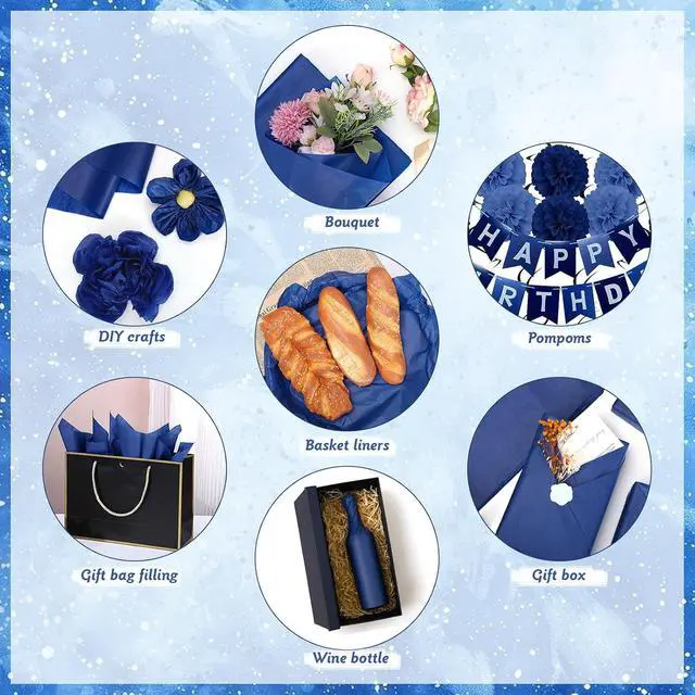 Alt view image 7 of 7 - woric 160 Sheets Navy Tissue Paper for Gift Bags 20 X 14 Inches