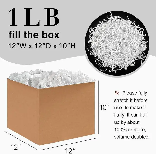 Alt view image 2 of 6 - 1LB Crinkle Cut Paper Shred Filler for Gift Box Bag and Basket On Holidays (White)