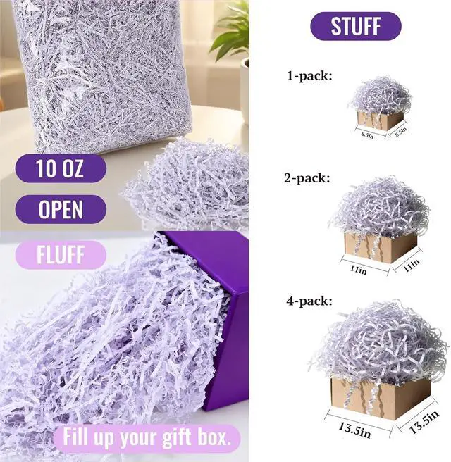 Alt view image 2 of 7 - Smilco Crinkle Paper Filler, 10OZ - Ideal for Gift Baskets, Boxes (Christmas, Weddings, Birthdays) - Crinkle Cut & Shredded for Wrapping, Crafts (White)
