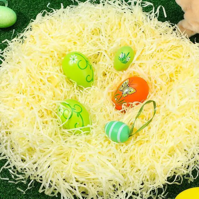 Alt view image 7 of 7 - Zonon 9oz Easter Grass Basket Filler Raffia Paper Shreds Stuffers Craft Tissue Raffia Filler Grass for Gift Packaging Easter Egg Hunt Party Favors Decoration(Light Yellow)