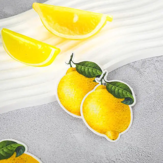 Alt view image 5 of 6 - Whaline 120Pcs Lemon Gift Tags with Hemp Rope Artificial Lemon Paper Tags Summer Lemon Hanging Labels Seasonal Wishes Labels for Summer Birthday Lemon Party DIY Gift Party Favor Decor