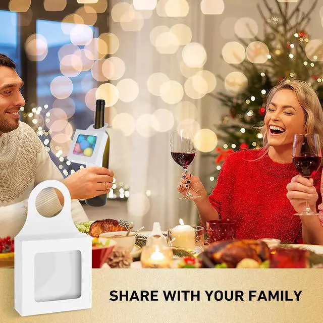 Alt view image 6 of 7 - Paper Wine Bottle Box 10 Pcs with Window and Handles Hanging Foldable Gift
