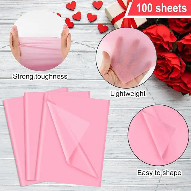 Alt view image 3 of 6 - NEBURORA 100 Sheets Pink Wrapping Tissue Paper Gift Bag Decorative