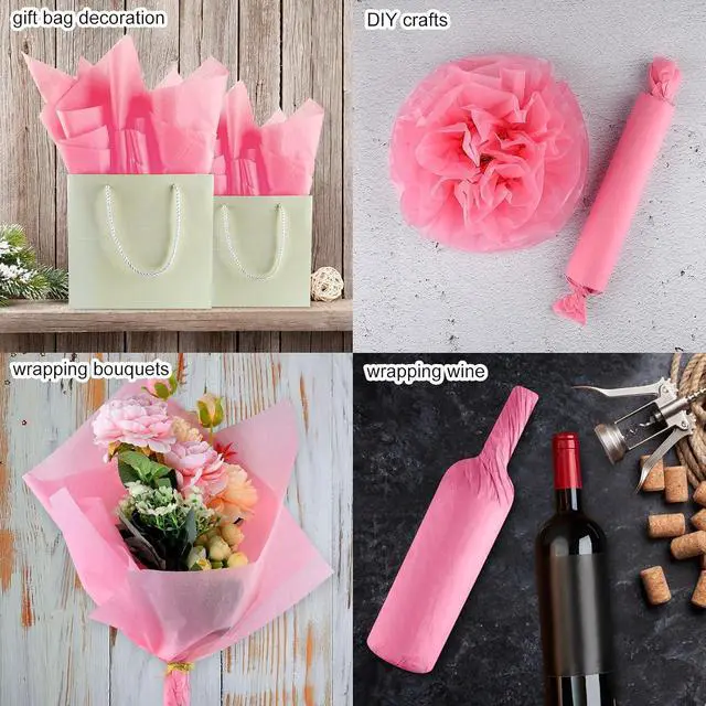 Alt view image 5 of 6 - NEBURORA 100 Sheets Pink Wrapping Tissue Paper Gift Bag Decorative