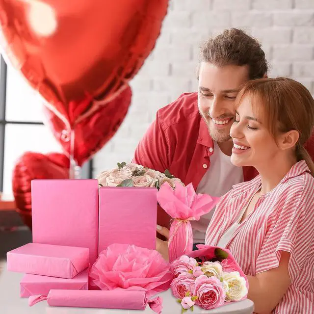 Alt view image 6 of 6 - NEBURORA 100 Sheets Pink Wrapping Tissue Paper Gift Bag Decorative