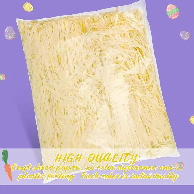 Alt view image 5 of 7 - Zonon 9oz Easter Grass Basket Filler Raffia Paper Shreds Stuffers Craft Tissue Raffia Filler Grass for Gift Packaging Easter Egg Hunt Party Favors Decoration(Light Yellow)