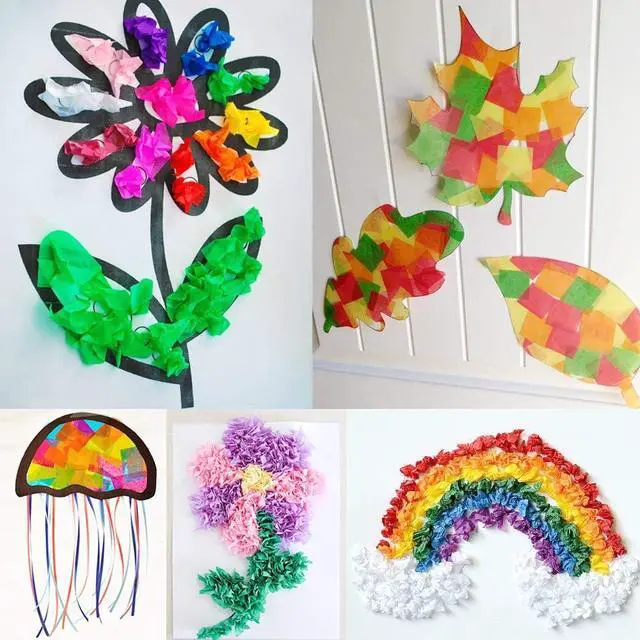 Alt view image 7 of 7 - 3000 Pcs Tissue Paper Squares 2 Inch x 2 inch Rainbow Tissue Mosaic Squares for Arts Crafts DIY Projects Scrunch Art Classroom Activities and More- 30 Assorted Colors