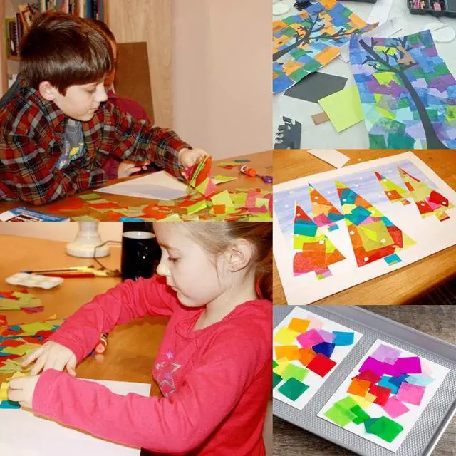 Alt view image 6 of 7 - 3000 Pcs Tissue Paper Squares 2 Inch x 2 inch Rainbow Tissue Mosaic Squares for Arts Crafts DIY Projects Scrunch Art Classroom Activities and More- 30 Assorted Colors