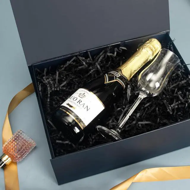 Alt view image 6 of 7 - CHARMGIFTBOX Blue Gift Boxes with Lids, 11x8x4 Inches Gift Box with Ribbon, Collapsible Gift Boxes with Magnetic Closure for Presents, Bridesmaid Proposal Box Contains Gift Card Ribbon Tag
