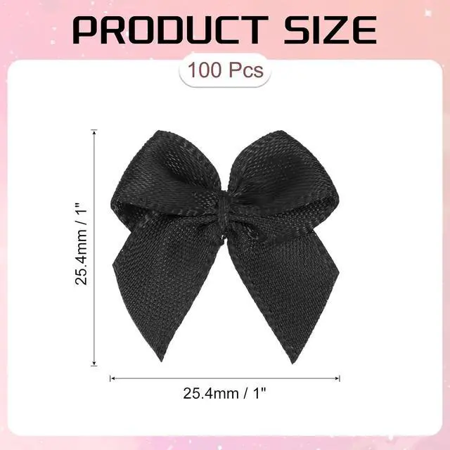 Alt view image 2 of 7 - PATIKIL 1 Inch Mini Ribbon Bow 100 Pcs Satin Fabric Ribbon Flower Bows Appliques for DIY Craft Sewing Wedding Party Decoration, Black