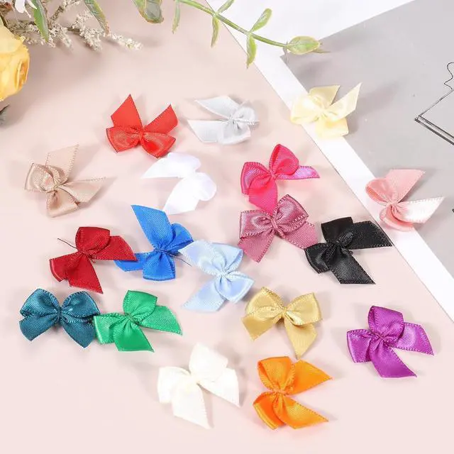 Alt view image 3 of 7 - PATIKIL 1 Inch Mini Ribbon Bow 100 Pcs Satin Fabric Ribbon Flower Bows Appliques for DIY Craft Sewing Wedding Party Decoration, Black