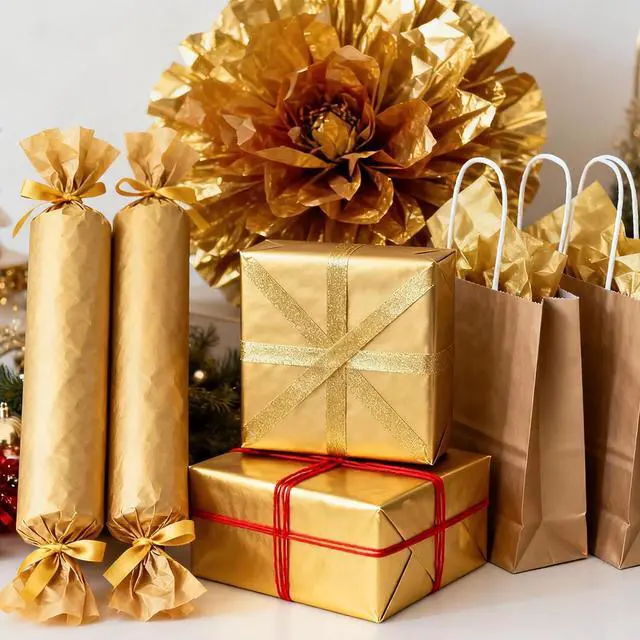 Alt view image 4 of 7 - Gold Tissue Paper for Gift Bags 25 Sheets-20 x 20 Inch, Recyclable Gift Wrap Tissues for Christmas, Weddings, Birthdays, Party & Festival Decorations DIY Craft Supplies