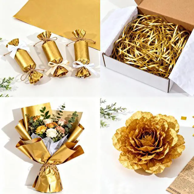 Alt view image 5 of 7 - Gold Tissue Paper for Gift Bags 25 Sheets-20 x 20 Inch, Recyclable Gift Wrap Tissues for Christmas, Weddings, Birthdays, Party & Festival Decorations DIY Craft Supplies