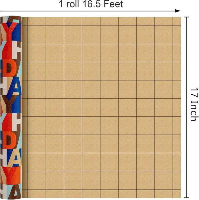 Alt view image 4 of 6 - MAYPLUSS Birthday Wrapping Paper Roll, 17IN X 16.5FT Kraft Happy Birthday