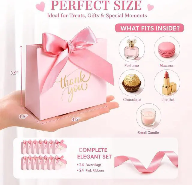 Alt view image 3 of 7 - VGOODALL 24 PCS Thank You Gift Bags, 4.5x3.9x1.8 Inch Mini Party Favor Bags