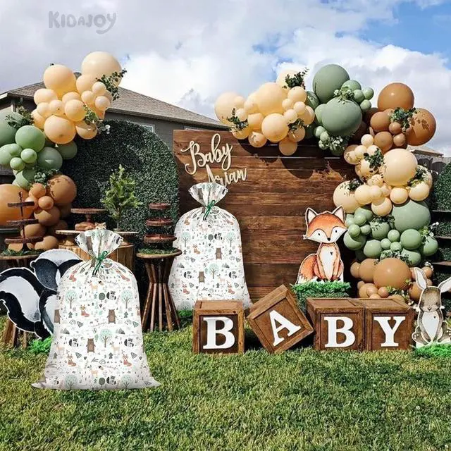 Alt view image 5 of 7 - Extra Large Woodland Animal Baby Shower Plastic Gift Bags 56*36 Inch Jumbo Forest Animal Present Gift Bag Baby Girls Boys Newborn Parties Favors Decorations Hello Baby Whimsical Hand Drawn Style