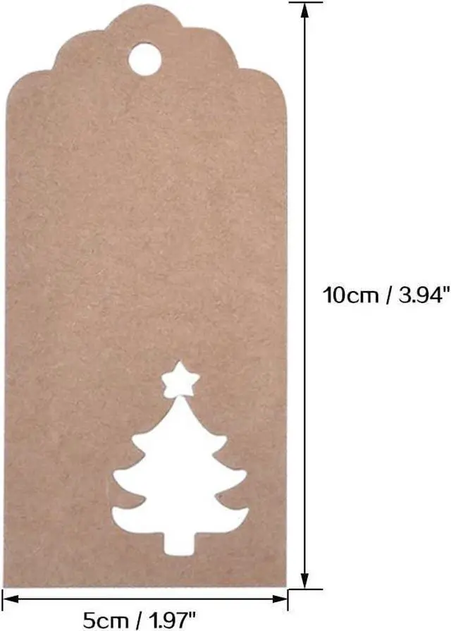 Alt view image 4 of 7 - 100 Pcs Kraft Paper Hollow Christmas Tree Gift Tags with String Christmas Wrapping Tags Blank Brown Gift Tag Vintage Craft Hang Tags with 100 Feet Jute Twine