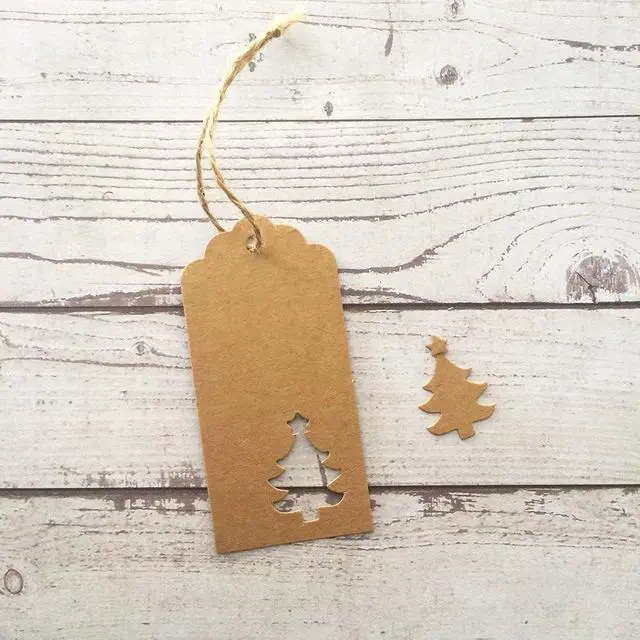 Alt view image 3 of 7 - 100 Pcs Kraft Paper Hollow Christmas Tree Gift Tags with String Christmas Wrapping Tags Blank Brown Gift Tag Vintage Craft Hang Tags with 100 Feet Jute Twine