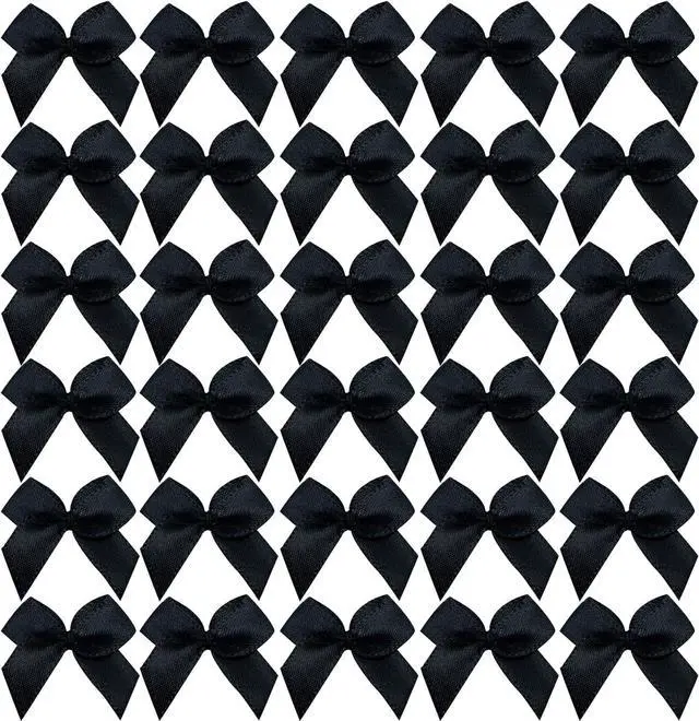 Main image of Dorothy 100 pcs Black Mini Bows for Crafts, 1 Inch Small Satin Ribbon Bows Cheer Pins DIY Crafts Gift Wedding Party Sewing Scrapbooking